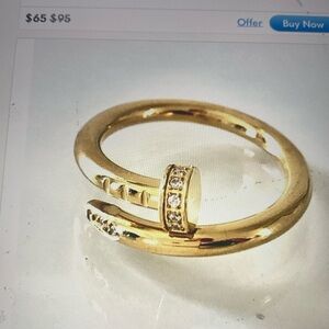 Gold Nail Zirconia Ring Band